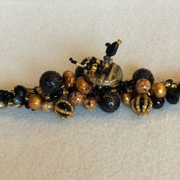 FINAL SALE PRICE CL Designs Ultra Embellished Blk/Gld Necklace - Picture 2 of 7